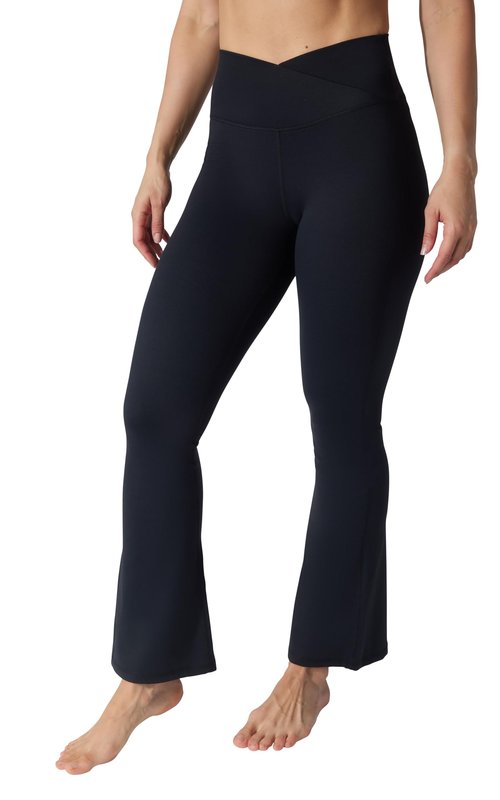 Yogalicious Womens Flare Legging Crossover High Waisted Squat Proof Bootcut Yoga Pant 29"/31.5" - Black - Large