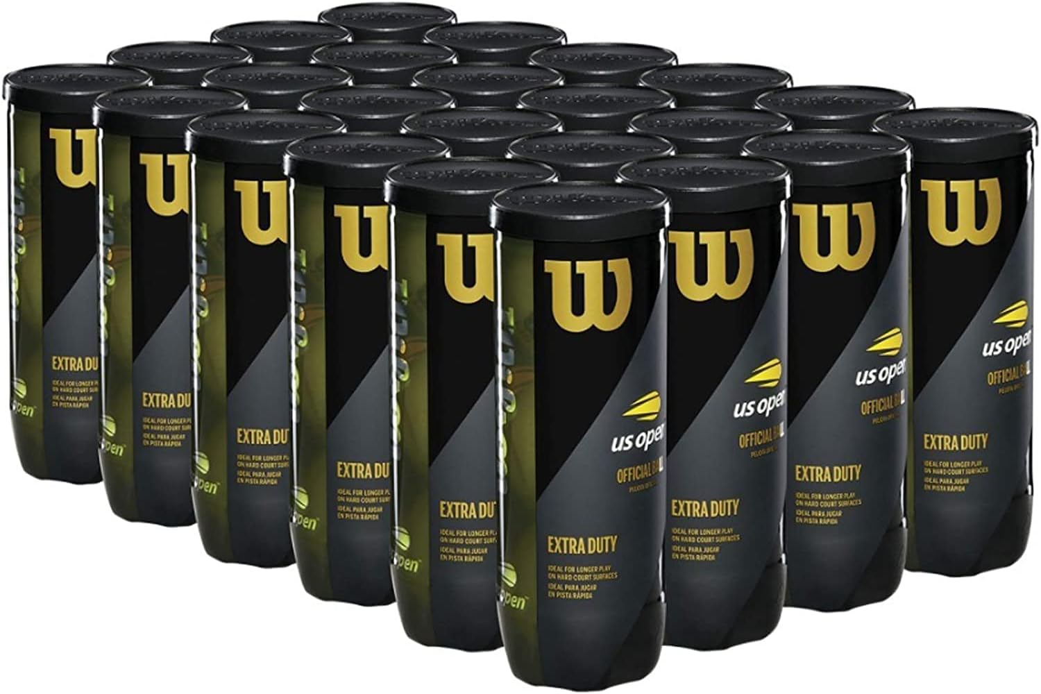 WILSON US Open Tennis Balls - Extra Duty, 24 Can Case | Perfect for Competitive Play (72 Balls)
