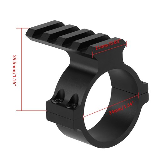 ToopMount 34 mm Scope Rings Adaptor with 4 Slots Picatinny Rail, 34mm Scope Mounted Picatinny Adapter, Tactical Light Barrel Clamp Mounts for Scope Flashlight, Picatinny Ring Mount for Red Dot Sights