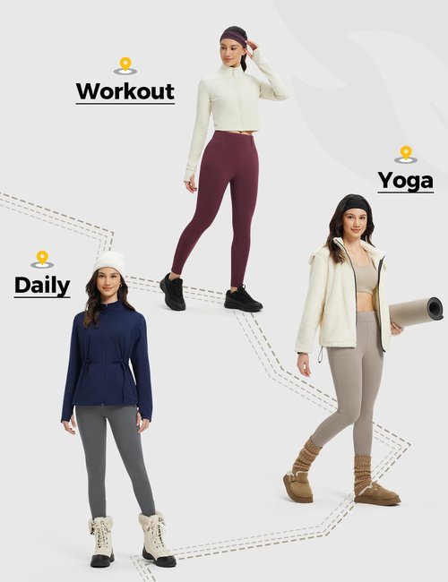 baleaf Womens Fleece Lined Leggings 4 Pockets Warm Thermal Winter Insulated Petite Pants Snow Cold Gear Black M