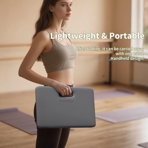 Yoga Knee Pad - 1 Inch Thick with Extra Cushioning, Pain-Free for Knees, Elbows, Wrists and Back | Foldable and Multi-Functional, Suitable for Home Gym, Pilates, Plank, Abdominal Training Fitness Mat (Grey + Black)