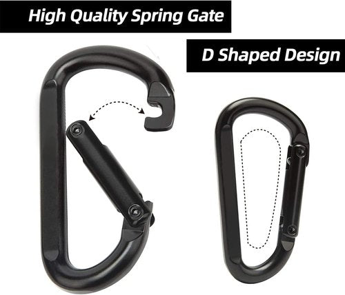 EZYA Heavy Duty Carabiner Clips - 860lbs Strength | 3" Iron D-Ring Keychain Hooks for Keys, Gym, Camping & Hiking