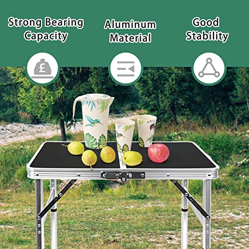 Camp Field Aluminum Folding Camping Table - Adjustable Height, Lightweight & Portable - Blackb