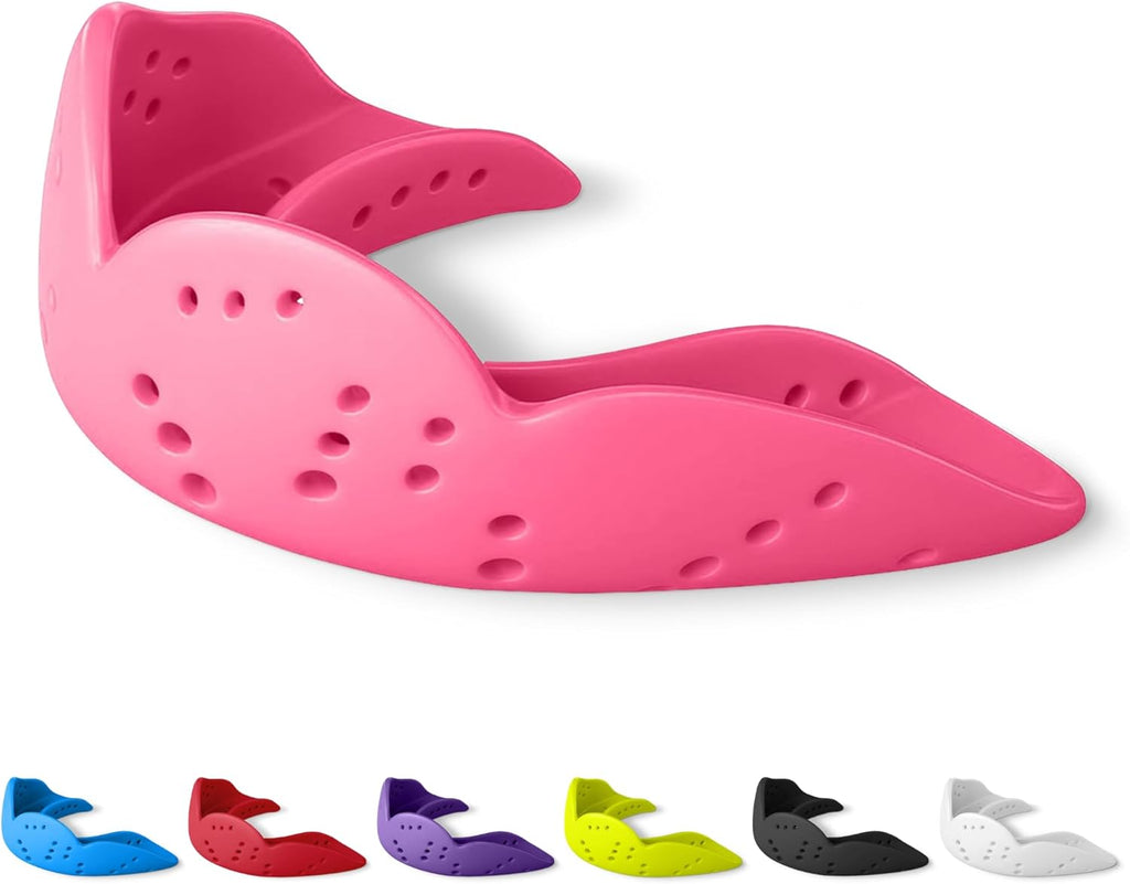 SISU Aero Medium Mouthguard - Hot Pink | 30% Stronger Protection for Lacrosse, Football & Hockey - Remoldable Up to 20 Times - Ultra Slim Design for Braces