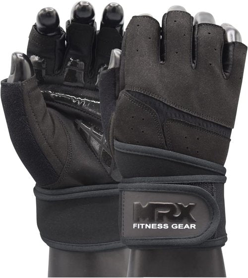 MRX Weightlifting Gloves - Men's Fingerless Workout Gloves with Wrist Support | Ideal for Powerlifting & Gym Use
