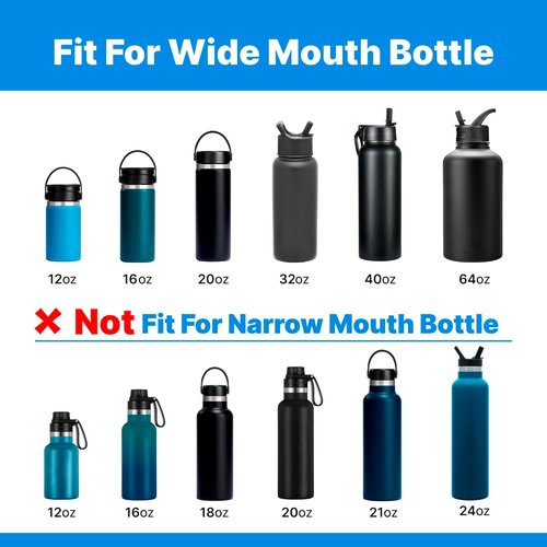 Bluwing Lid for Hydro Flask 32 40 oz Wide Mouth, Replacement Lids for Hydroflask 12 16 18 20 32 40 64oz Wide Mouth Water Bottles, Flexible Handle Lid(Black 2 Pack)