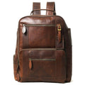 Buffalo Leather Backpack for Men 16 Inch| Vintage Leather Backpack Multi Pockets Business Travel Daypack| Full Grain Brown Leather Shoulder Rucksack Knapsack