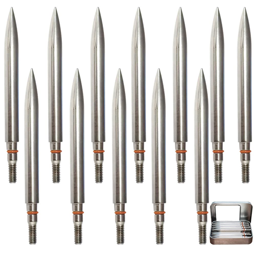 Field Points arrowheads 300 Grains Archery Field Points, 9/32" Stainless Steel Screw in Archery Field Tips and Broadheads (1 Dozen 12 PCS)