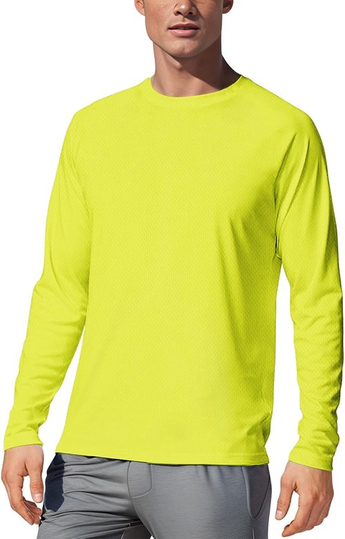 Men's UPF 50+ Long Sleeve Tee Shirts UV Sun Protection Quick Dry Tee Shirt Swim Athletic Running Workout