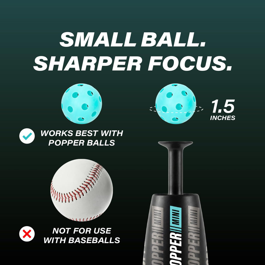 Bandit Sports Popper Plastic Baseballs, Made of Impact-Resistant and Rebounding Material, Perfect Practice Baseballs & Hitting Ball Training (12 Mini Baseball Training Balls, Mini Popper Balls)