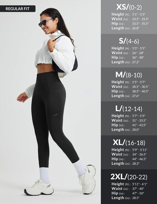 baleaf Women's Fleece Lined Thermal Leggings Winter Warm Pants High Waisted Tummy Control Cold Weather Tights with Pockets for Yoga Running Hiking Black S