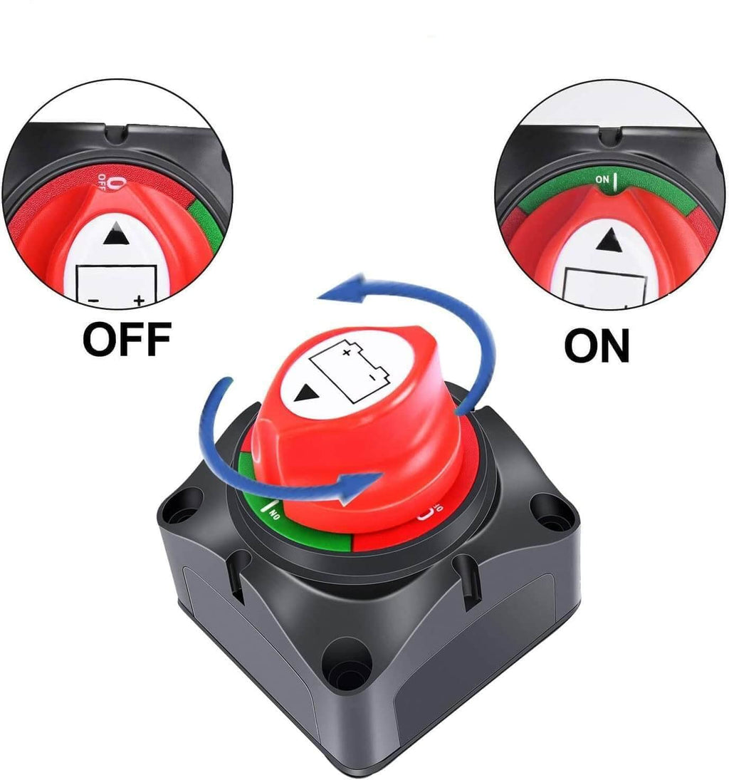 SUNMORN Battery Disconnect Switch - Heavy Duty 12V Master Isolator with 1.64FT Cables for RVs & Boats