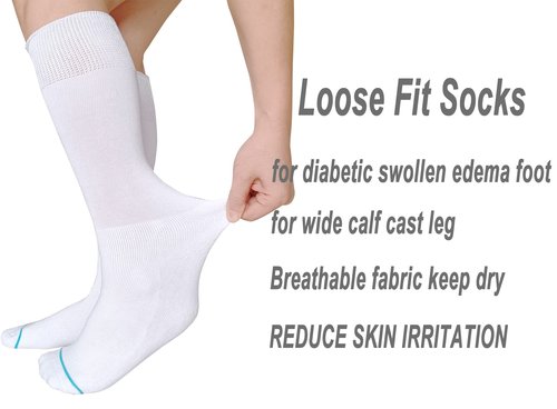 Socks Liner for Orthopedic Walking Boots Walker Brace Shoe,Medical Tube Socks Under Air Cam Walkers and Fracture Boot Cast Surgical leg Cover White 2 Pairs