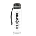 Dr. Water Sports Water Bottle, 32oz Motivational Sports Water Bottle with Time Marker - Times to Drink - Tritan, BPA Free, Wide Mouth Leakproof, Grey (1 Bottle) Transparent see through