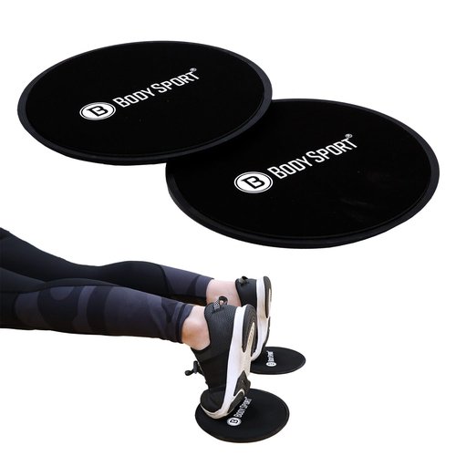 Body Sport Gliders Exercise Sliders Workout Sliders 7-Inch Round Black Foam Discs