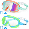 Seago Swim Goggles - Anti-Fog & UV Protection - Wide View for Kids Ages 3-14 | 2 Pack