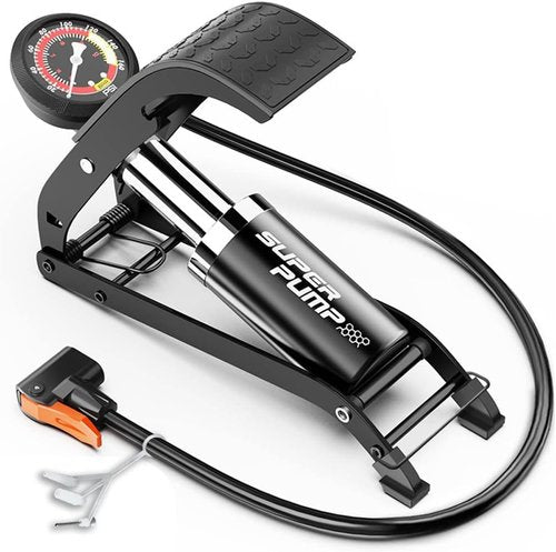 Mercury Portable Bike Floor Pump - Accurate Pressure Gauge & Smart Valves for Bicycles, Cars, & More