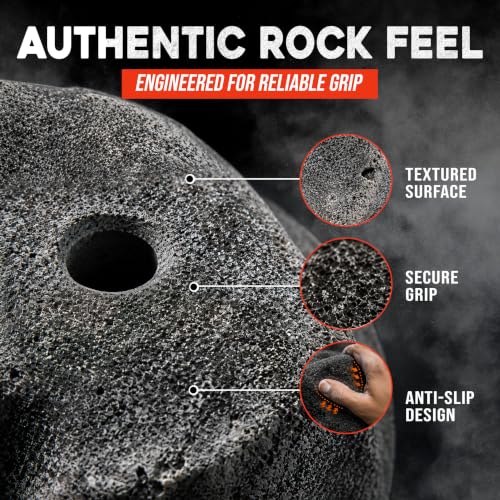 25 PCS Rock Climbing Holds - Natural Gray Indoor & Outdoor Climbing Wall Set - Bolt-On US-Made