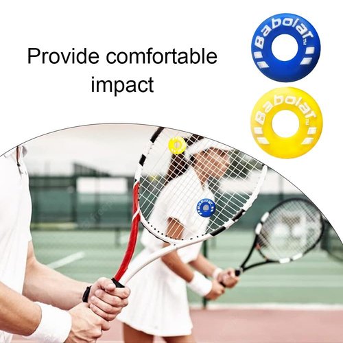 XIXILINRUIYUN 4 Piece Rubber Tire Shape Vibration Dampener Perdurable Tennis Racket Shock Absorber Soft Tennis Accessory Great for Tennis Players (Blue&Yellow)