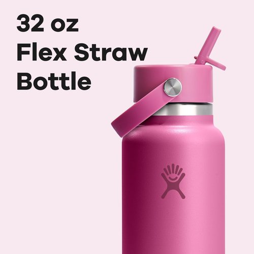 Hydro Flask Water Bottle - Insulated Stainless Steel with Wide Mouth Flex Straw Lid - 32 Oz Reef Pink