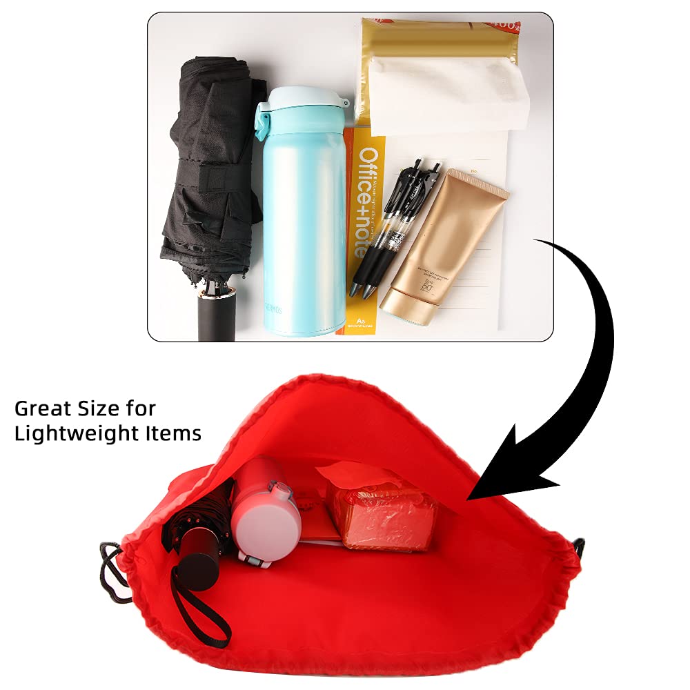 GoodtoU Nylon Drawstring Bags - Bulk 48Pcs Red Cinch Sack Gym Backpack for Sport, Traveling, Team