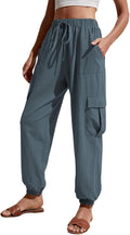 Skiennix Drawstring Cargo Pants - High Waisted Baggy Joggers with Pockets | Summer Comfort Fit