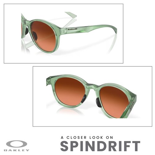 OAKLEY Spindrift OO9474 947413 52MM Transparent Jade/Prizm Brown Gradient Round Sunglasses for Women+ Bundle Accessory Leash Kit, Microfiber Pouch