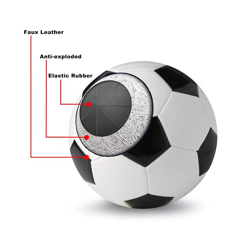 Soccer Ball Size 4 Training Ball with Pump, 32 Leather Panels - Lake Green
