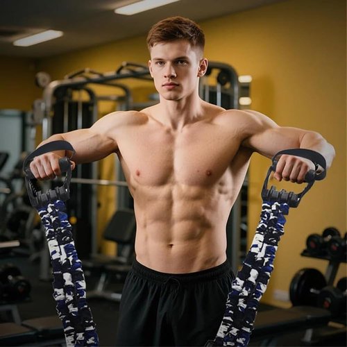 Natural Latex 3-Hole Resistance Stretcher, 2025 New Chest Expander Stretch Bands for Men, High Elasticity & Tear Resistant Exercise Bands with Handles, Full-Body Basic Training (Red * 75Lbs)