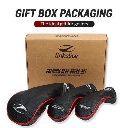 Golf Headcovers Set of 3 Driver, Fairway, Hybrid Waterproof PU Leather Scratch‑Resistant Plush Lining Fits Titleist, Callaway, Taylormade, Ping Premium Gift Box