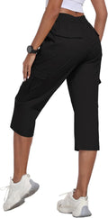 MoFiz Women's Cargo Capris - Lightweight Cotton Hiking Pants with 6 Pockets | Casual Summer Style