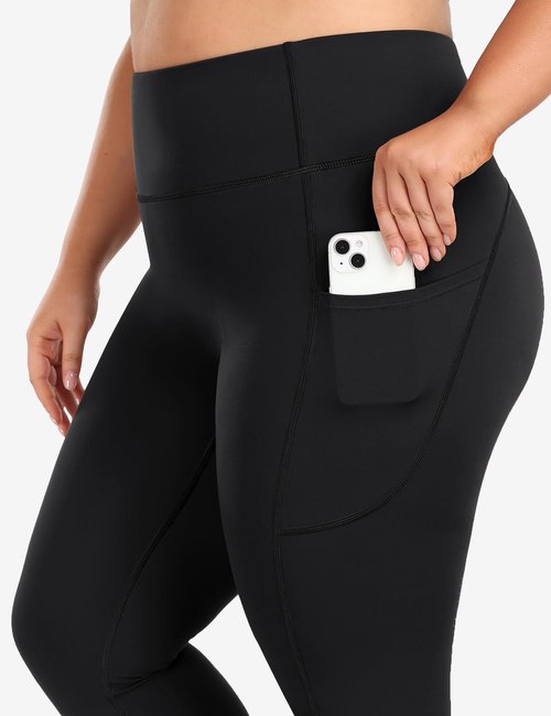 Heathyoga X-6XL Plus Size Leggings for Women with Pockets Tummy Control Plus Size Yoga Pants High Waist Workout Clothes Black