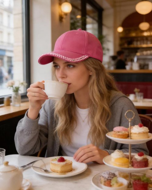 Shiny Rhinestone Brim Baseball Cap for Women Girls Bling Hats Sparkle Ponycap Trucker Hat Summer Outdoors Sun Cap Hot Pink