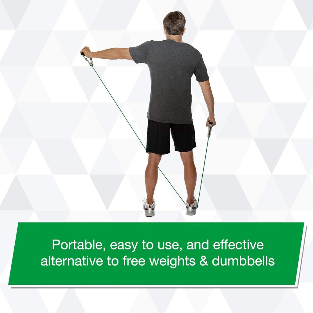 TheraBand Resistance Tubing - Heavy Green Exercise Bands with Soft Handles | 48" for Upper & Lower Body Workouts
