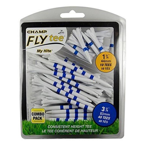 Champ 86503 Zarma Flytee My Hite 3-1/4" Combo Pack White with Blue Stripes Golf Tees