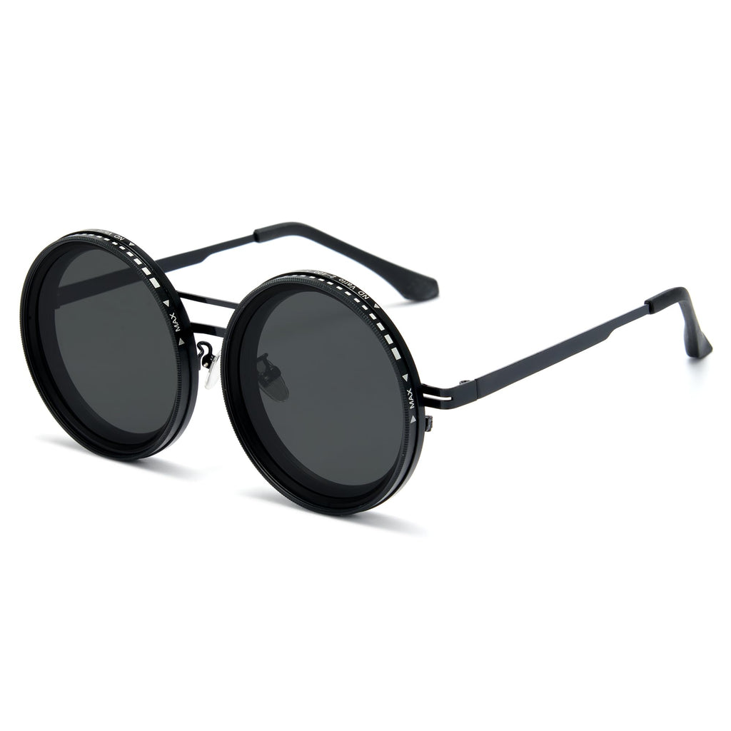 Cyxus Adjustable Tint Sunglasses 1-9 Gears Rounded Polarized Glasses with ND Filter Lenses Advanced ND Filter Lens Technology（P1299B02 Black）