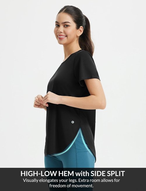 Baleaf Women's Athletic Running Shirts - Quick Dry Loose Fit Workout Tee | UPF 50+ Gym Top
