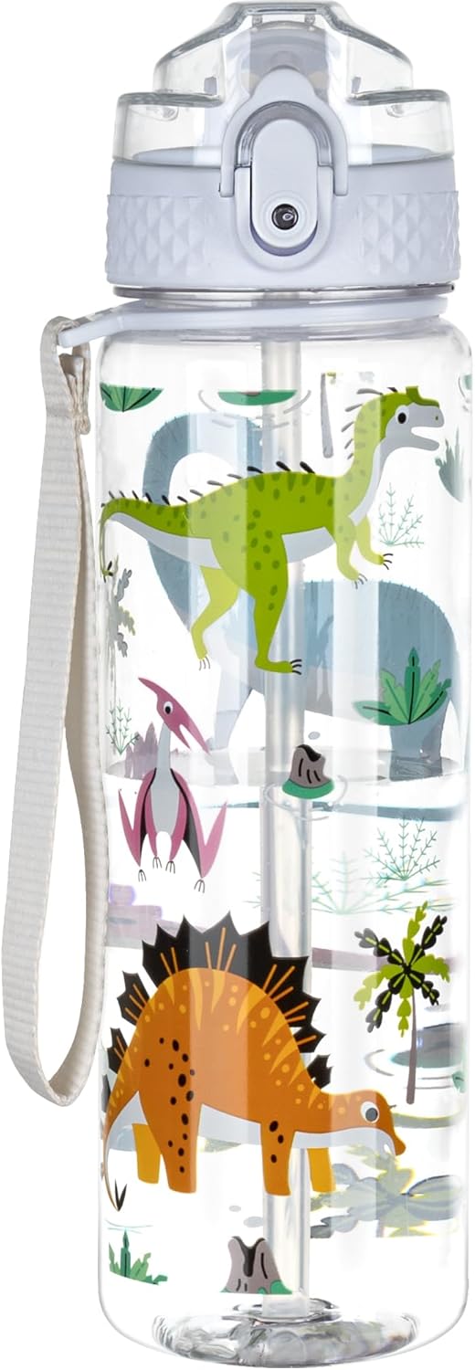 OLDLEY Kids Water Bottle - 17oz Leak-Proof Tritan with Silicone Straw | BPA-Free, Dinosaur Design