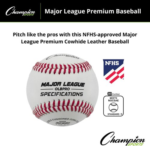 Champion Sports Leather Baseball Set - Dozen Official League Baseballs for Indoor/Outdoor Practice | OLBPRO Pack of 12