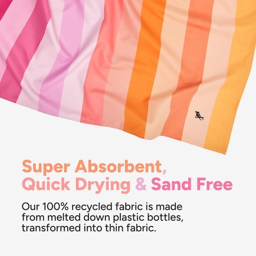 Dock & Bay Quick Drying Towel - Compact & Lightweight Sports Towel - 100% Recycled - Extra Large Miami Sorbet (200x90cm)