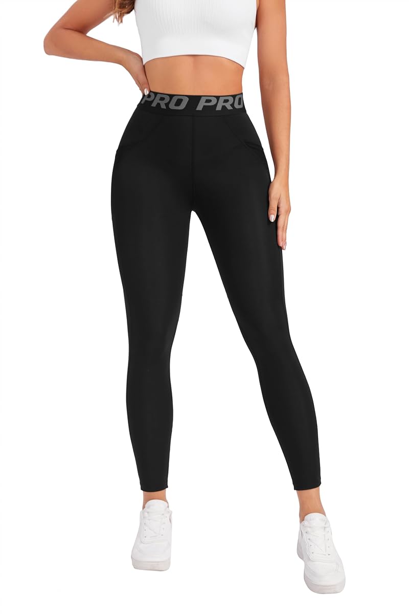 High-Waisted Leggings for Women - Tummy Control Yoga & Workout Pants, Black XL