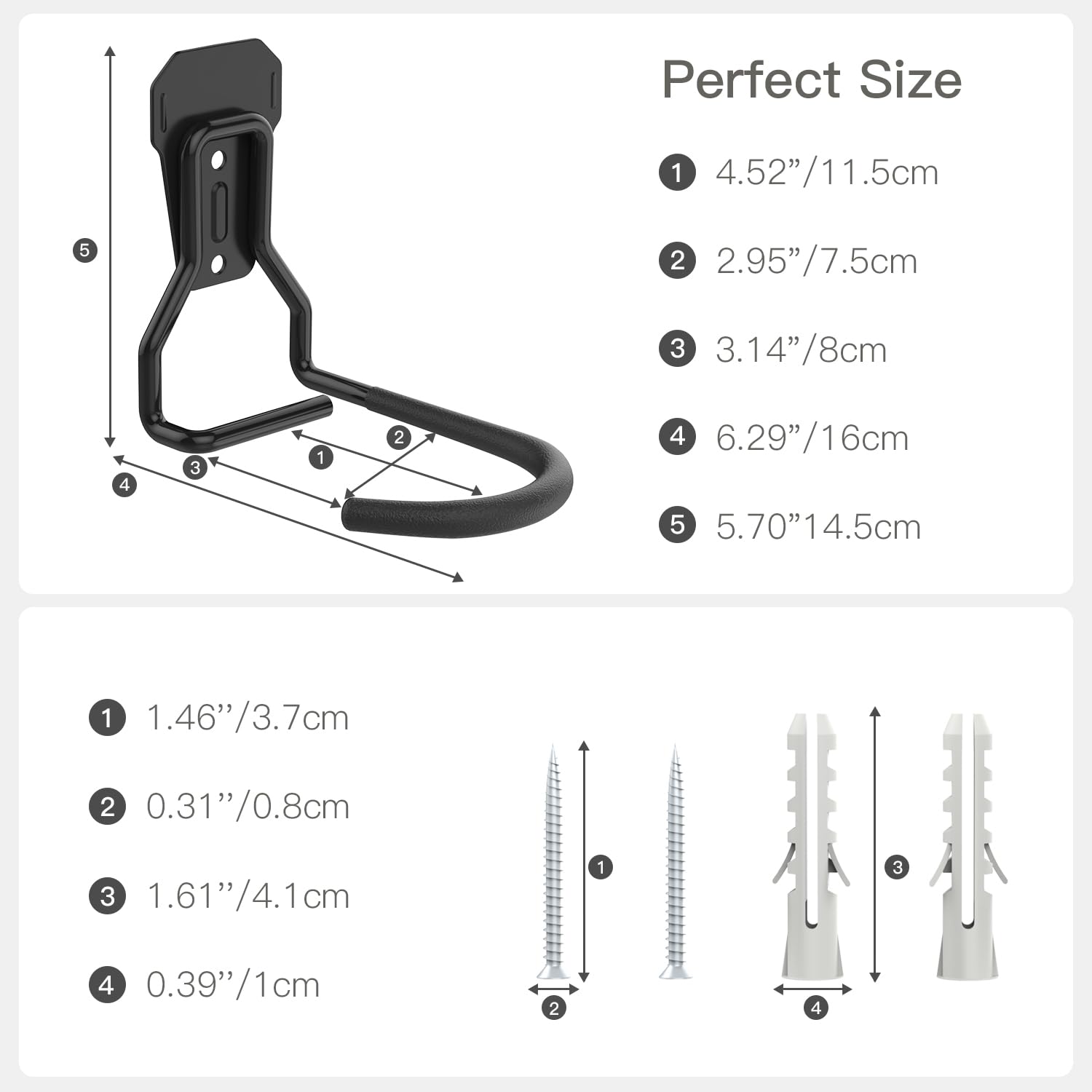 Housolution Bike Wall Mount with Fixed Hook, [4 Pack] Heavy Duty Bike Storage Rack, Bike Rack Vertical Stand for Garage - Easily Hang/Detach - with Screws Iron Bike Hanger Brackets