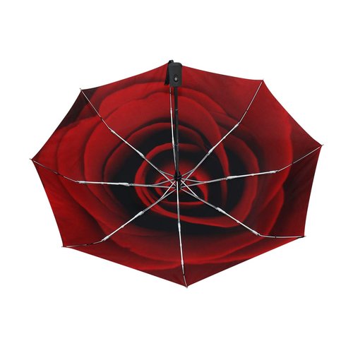 FORMRS Compact Travel Umbrella Red Rose Auto Open Close Umbrella Windproof Anti-UV