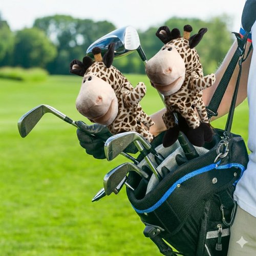 Cute Giraffe Soft Plush Golf Club Driver Headcover – Funny Cute Animal Cartoon Cover for Driver or Fairway Wood, Functional Stuffed Cartoon Protector Fits 460cc, Stylish Accessories for Men Women