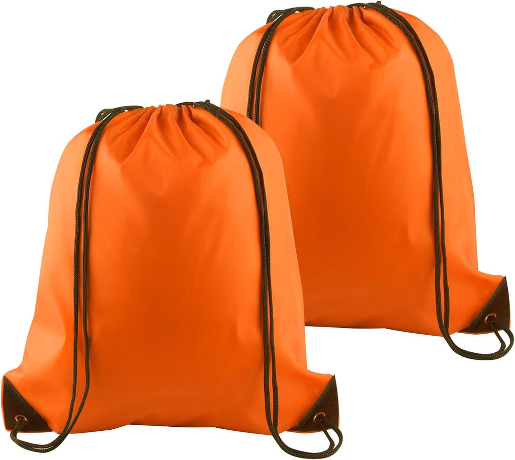 PLULON Drawstring Backpack - 2-Pack Orange Cinch Sacks for Gym, Yoga, and Outdoor Activities