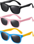 DYLB Kids Polarized Sunglasses - Flexible TPEE Rubber Frame for Ages 3-8 | 3 Pack for Boys & Girls