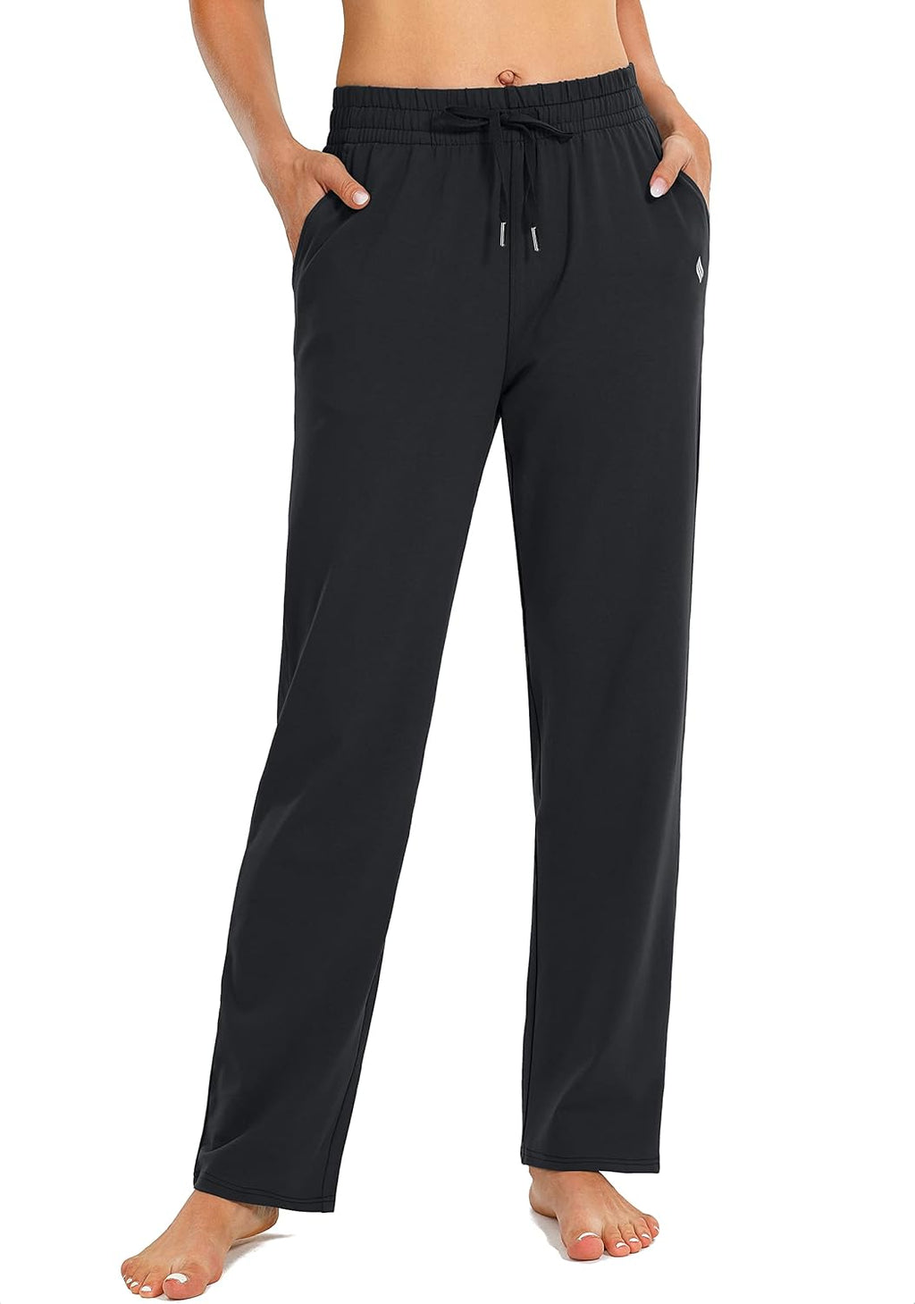 SANTINY Women's Cotton Sweatpants - Casual Yoga Lounge Pants with Pockets | Open Bottom Design