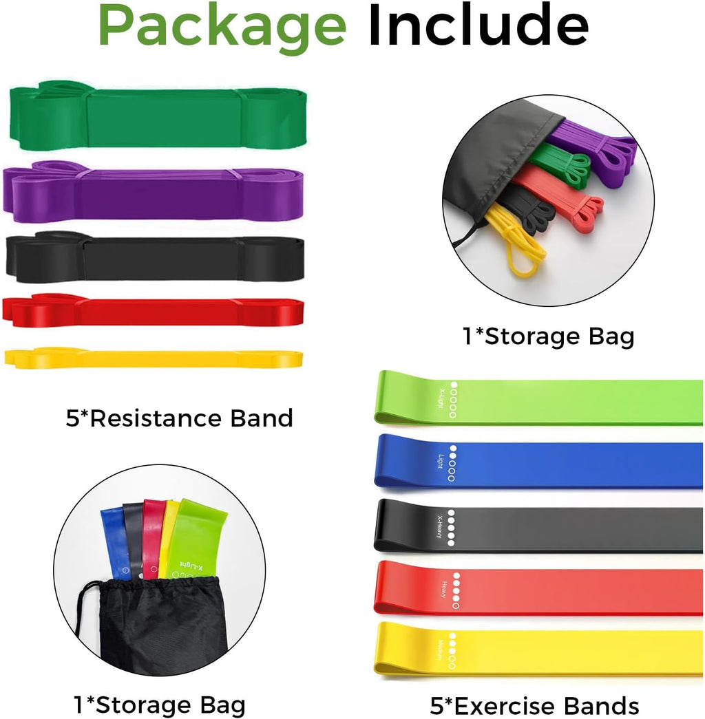 Pull Up Assistance Bands - 10PCS Set with 10-Level Resistance for Men & Women | Ideal for Strength Training & Physical Therapy