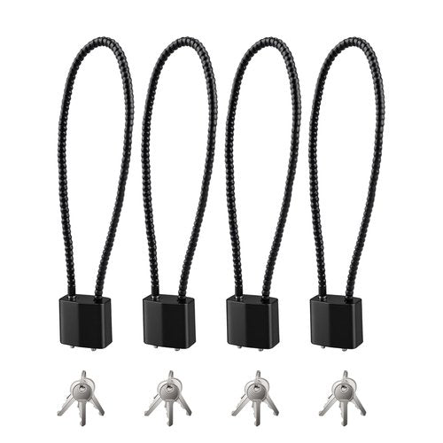 4 Pcs Cable Locks with Keys, Bike Locks, 15 Inch Heavy Duty Keyed Wire Lock Cable with Keys, for Indoor Outdoor Bike Bicycle Helmet Cabinet Fence Gate Lock(Black)