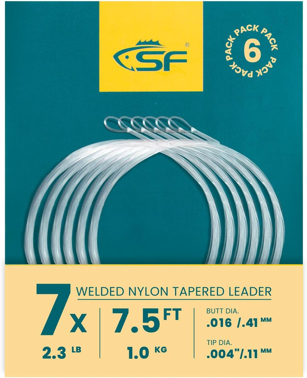 SF Pre-Tied Loop Fly Fishing Tapered Leader - Clear Nylon for Freshwater & Saltwater | 7.5FT to 15FT Options